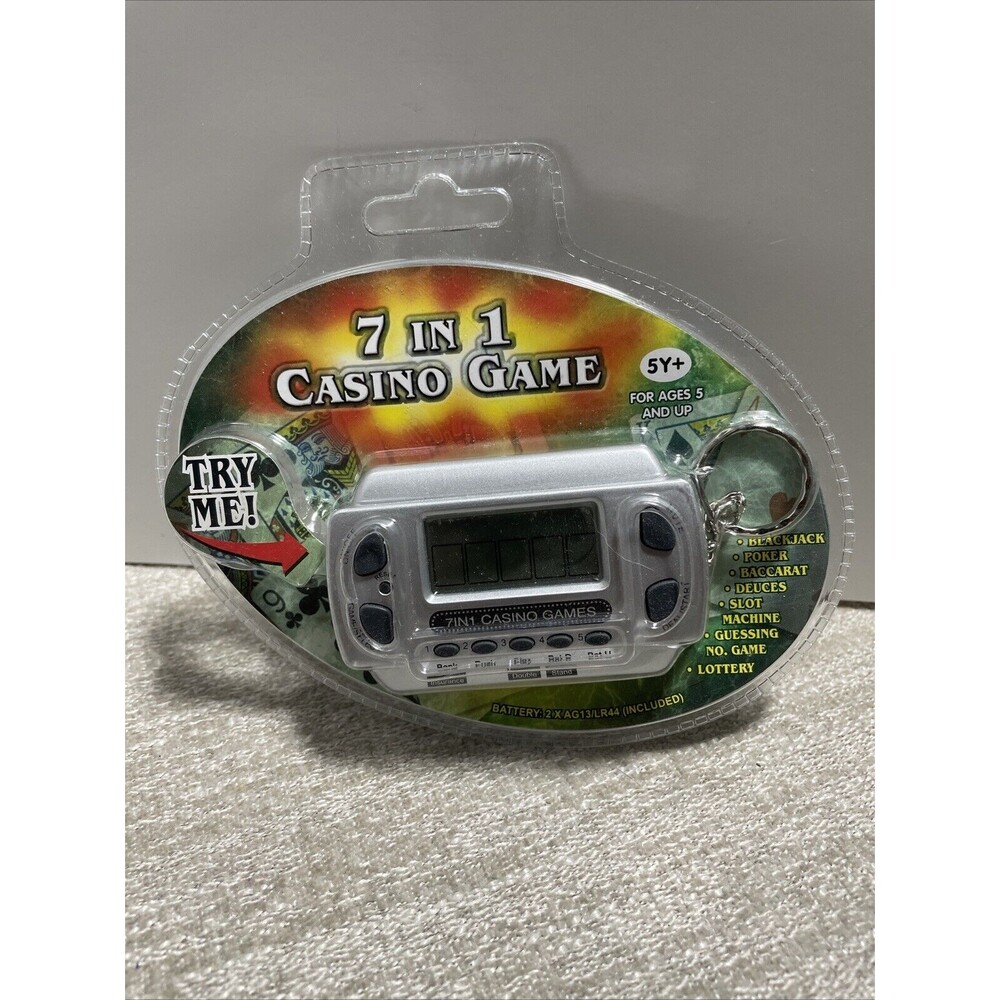 Casino Game Toy Game Keychain 7 in 1 Gambling Poker Slots Blackjack New Sealed